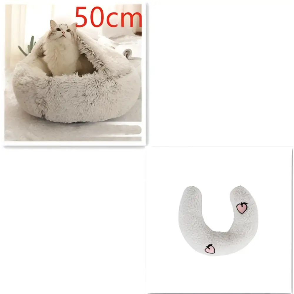 Round Plush Warm Cat Bed