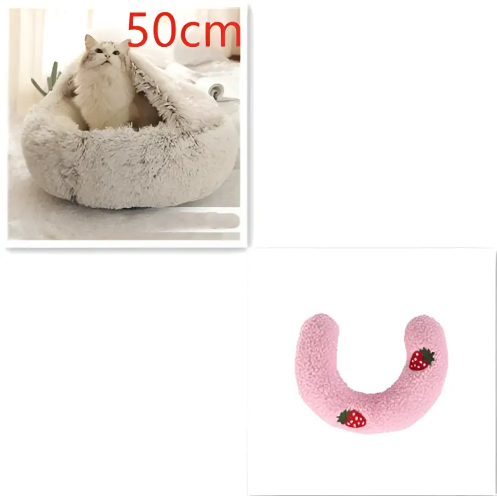Round Plush Warm Cat Bed