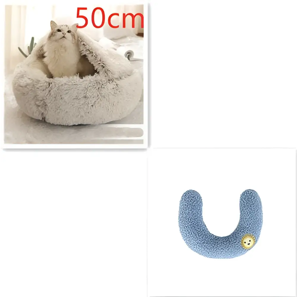 Round Plush Warm Cat Bed