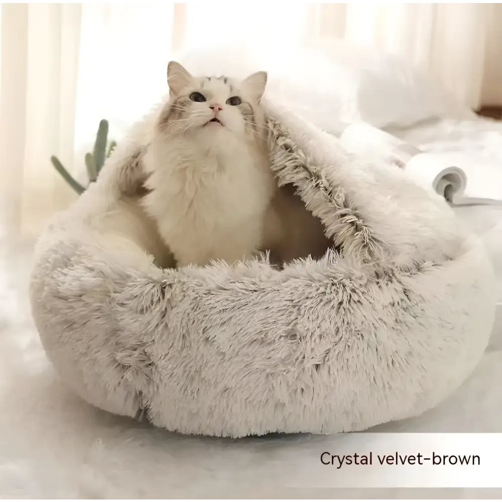 Round Plush Warm Cat Bed