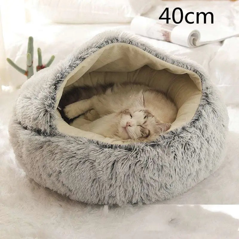 Round Plush Warm Cat Bed