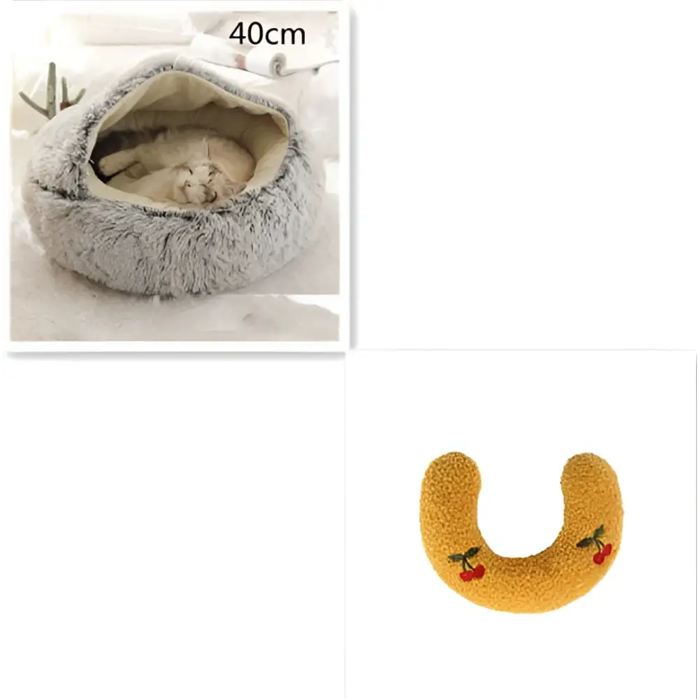 Round Plush Warm Cat Bed