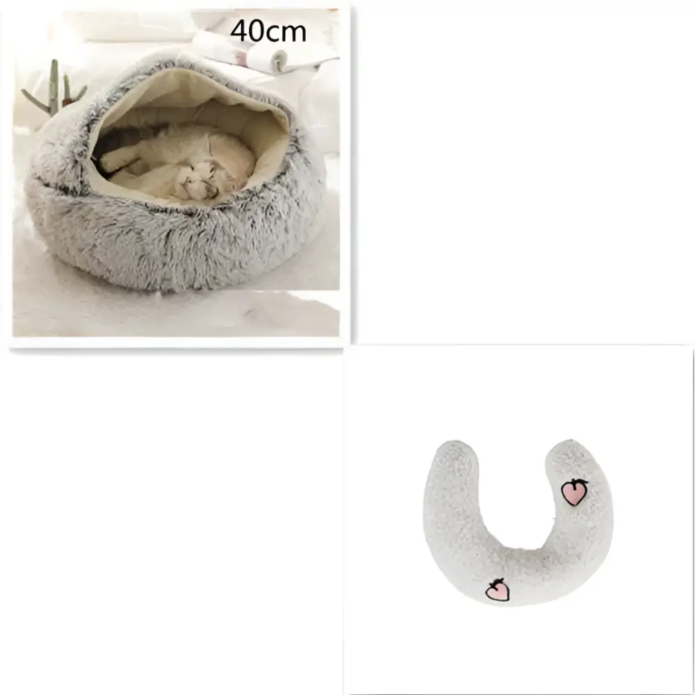 Round Plush Warm Cat Bed