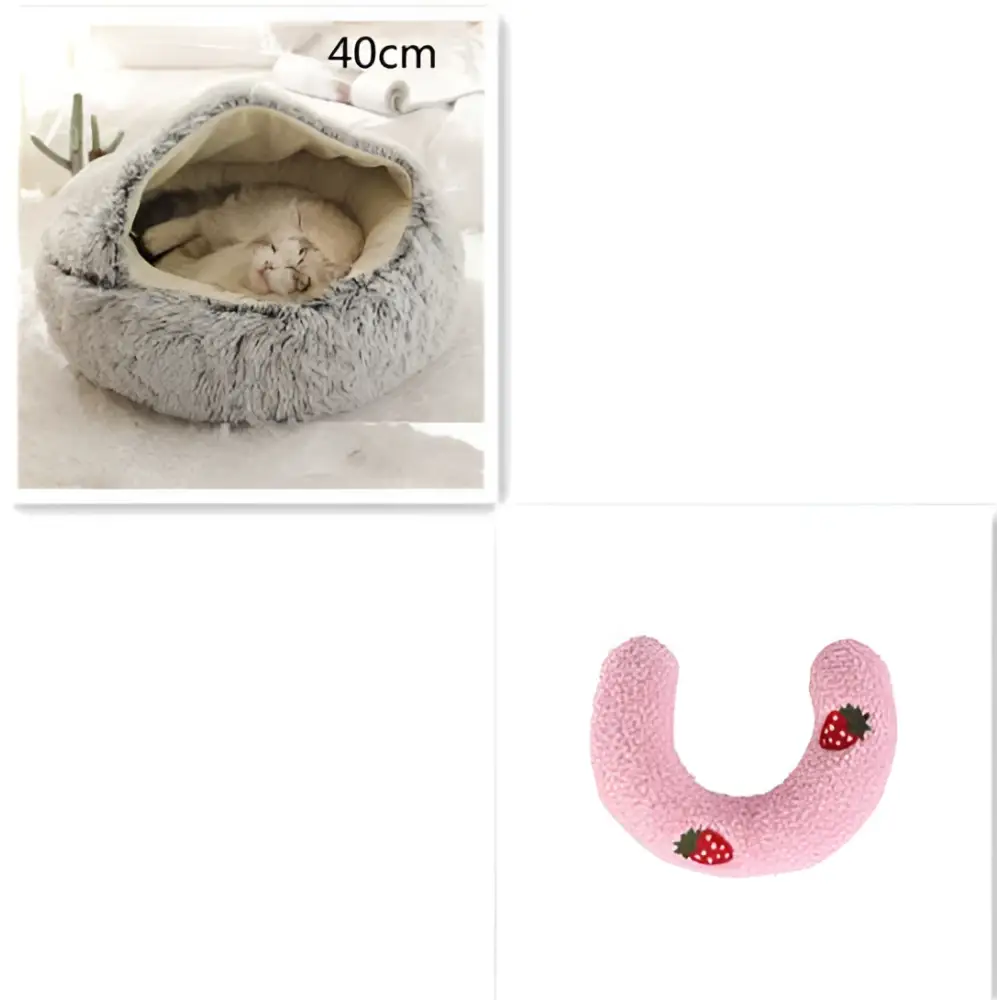 Round Plush Warm Cat Bed
