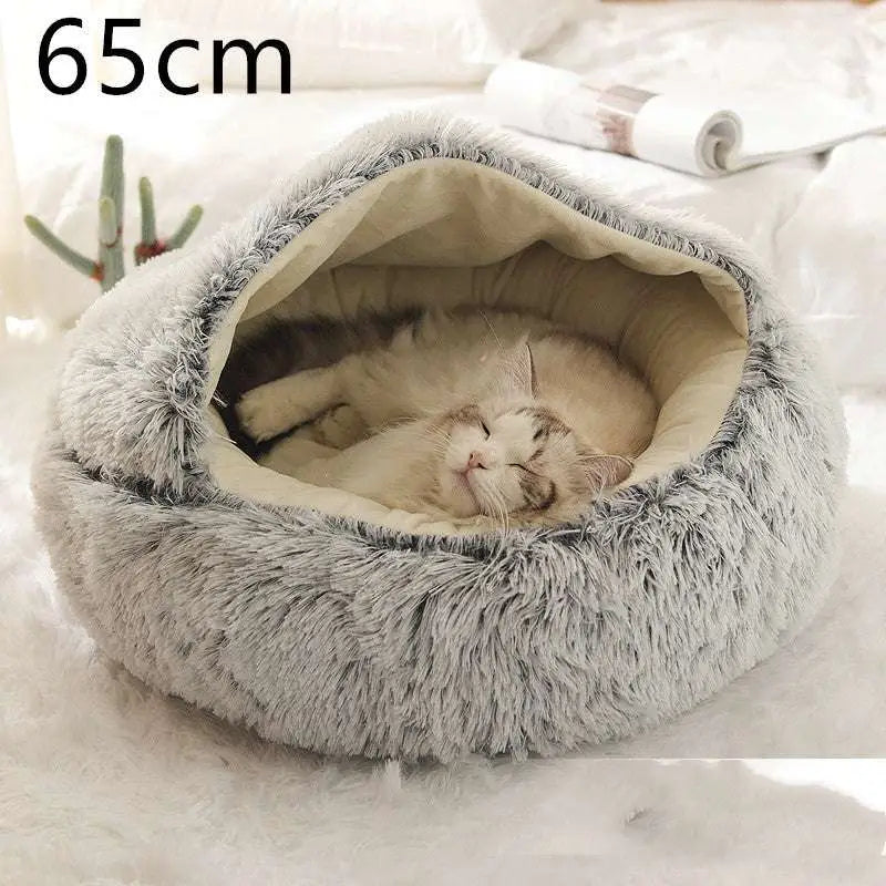 Round Plush Warm Cat Bed