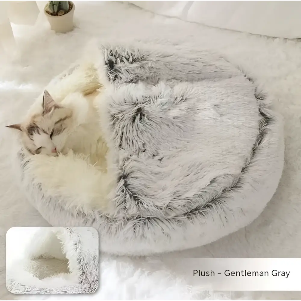 Round Plush Warm Cat Bed