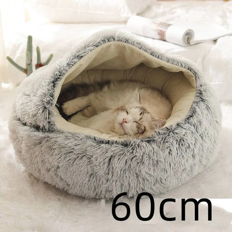 Round Plush Warm Cat Bed