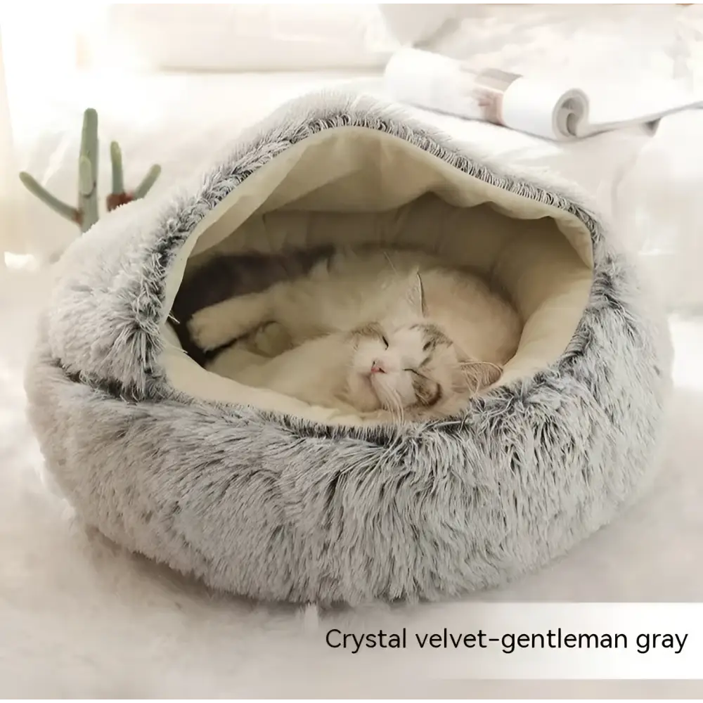 Round Plush Warm Cat Bed