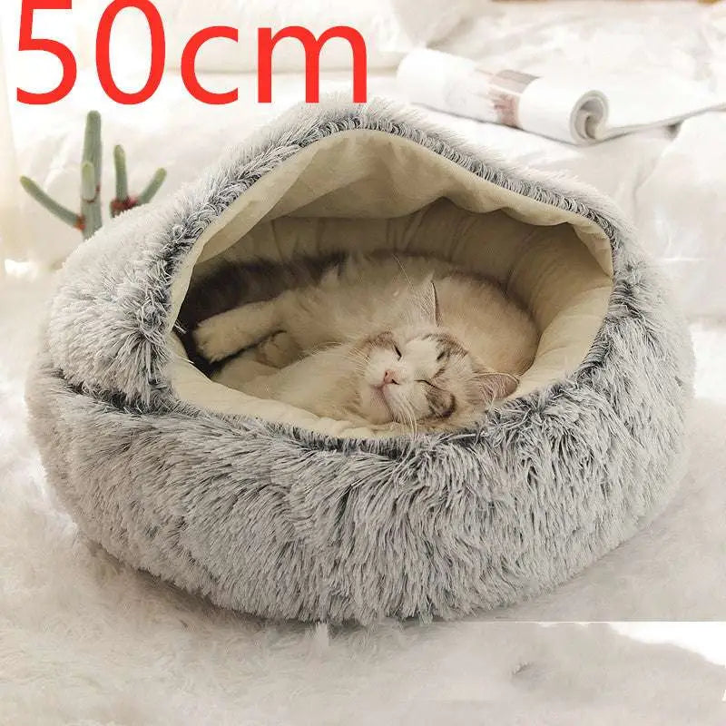 Round Plush Warm Cat Bed