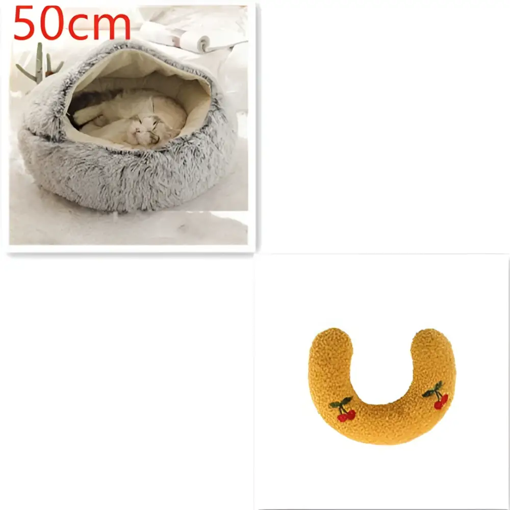 Round Plush Warm Cat Bed