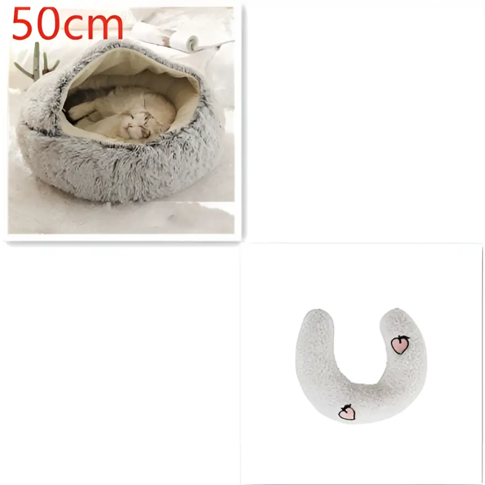 Round Plush Warm Cat Bed