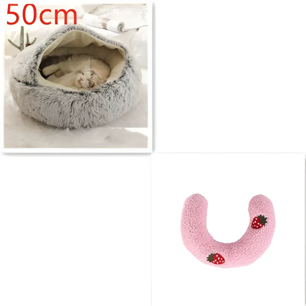 Round Plush Warm Cat Bed