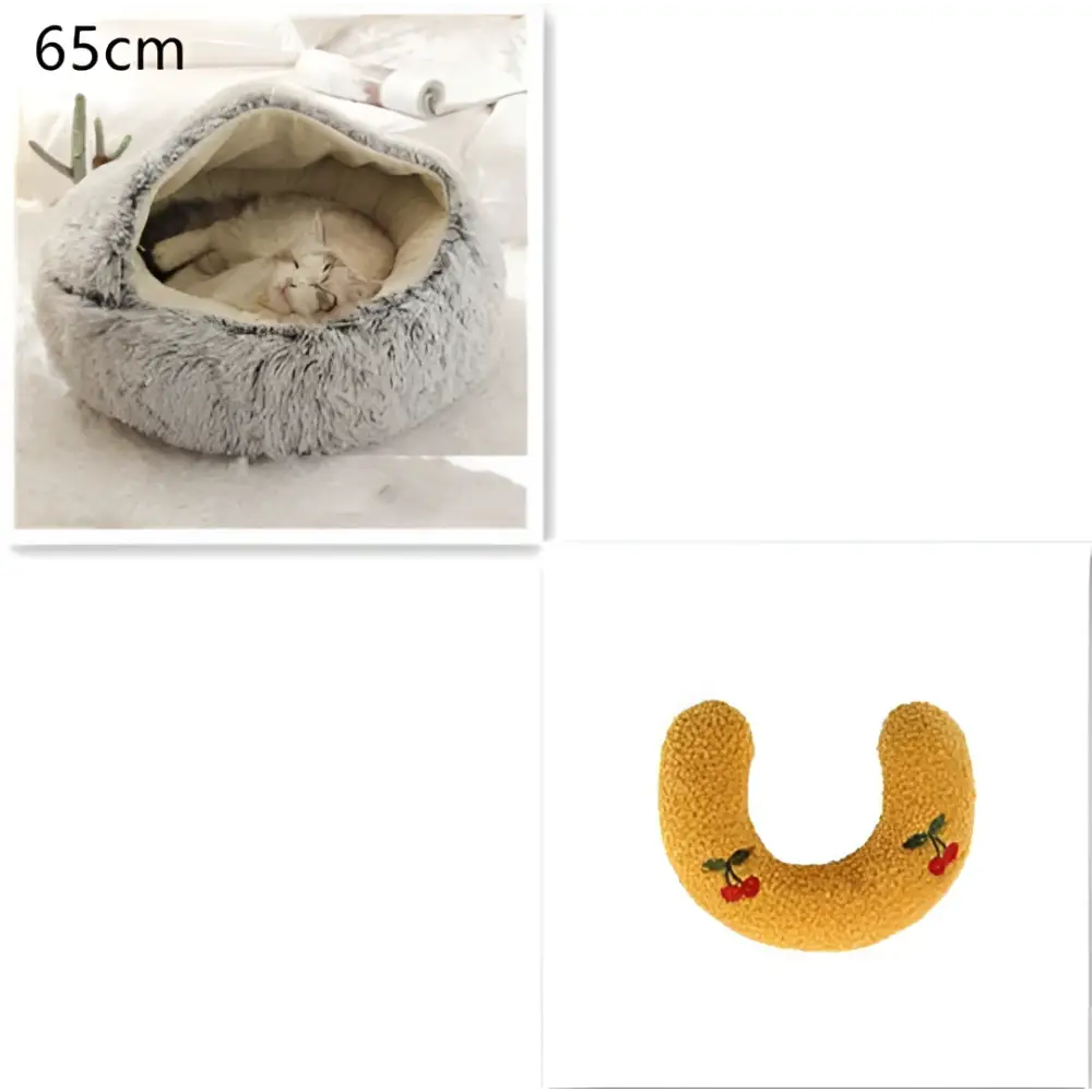 Round Plush Warm Cat Bed