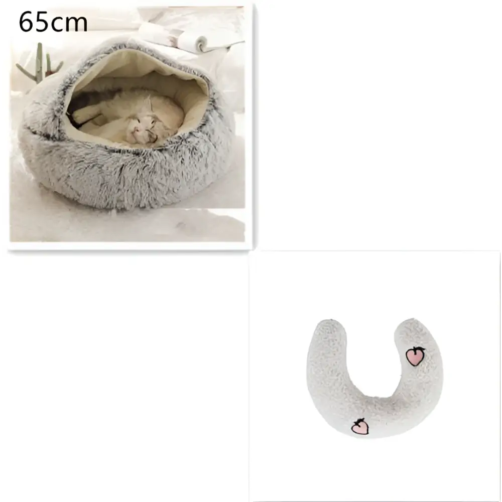 Round Plush Warm Cat Bed