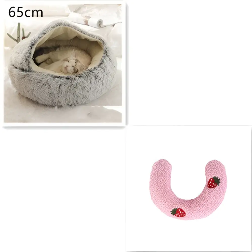 Round Plush Warm Cat Bed