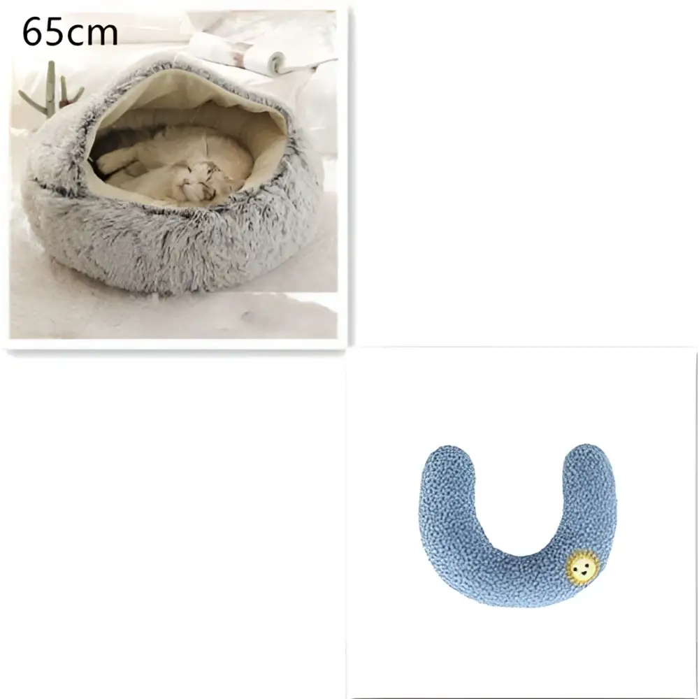 Round Plush Warm Cat Bed