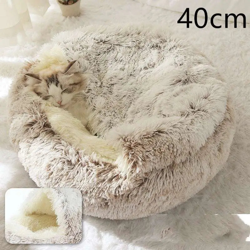 Round Plush Warm Cat Bed
