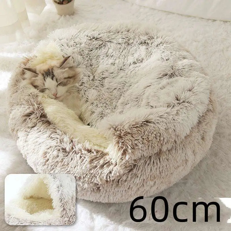 Round Plush Warm Cat Bed