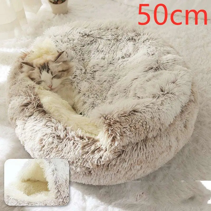 Round Plush Warm Cat Bed