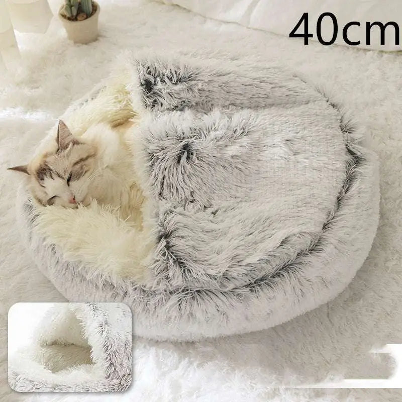 Round Plush Warm Cat Bed
