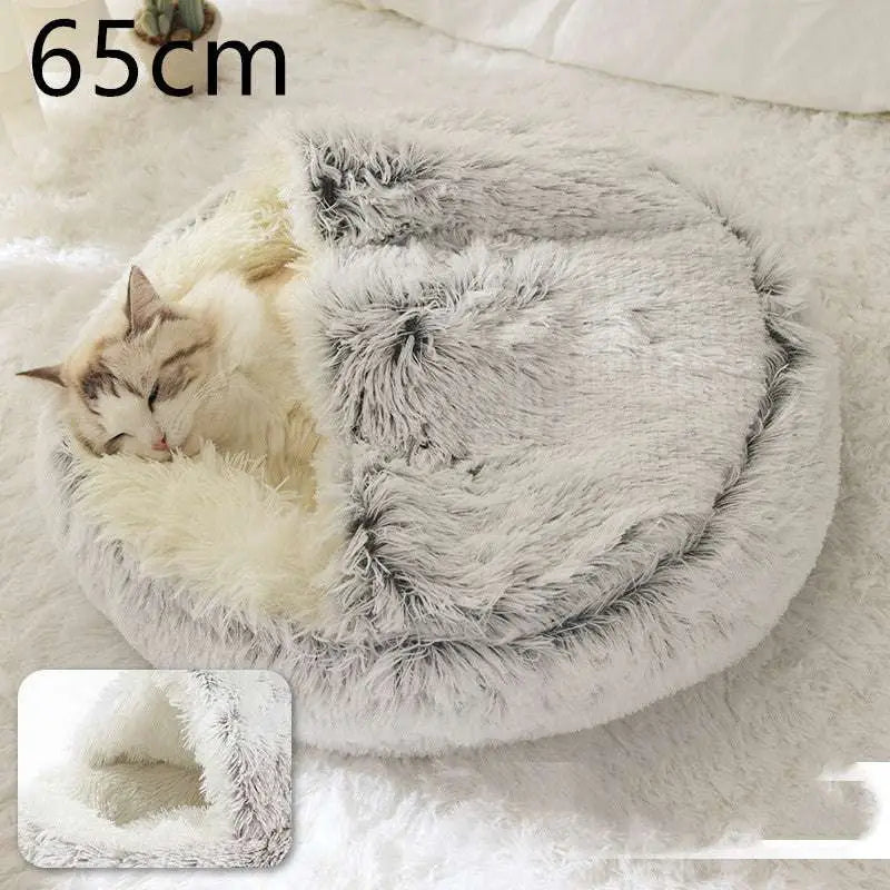 Round Plush Warm Cat Bed