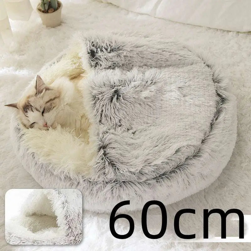Round Plush Warm Cat Bed