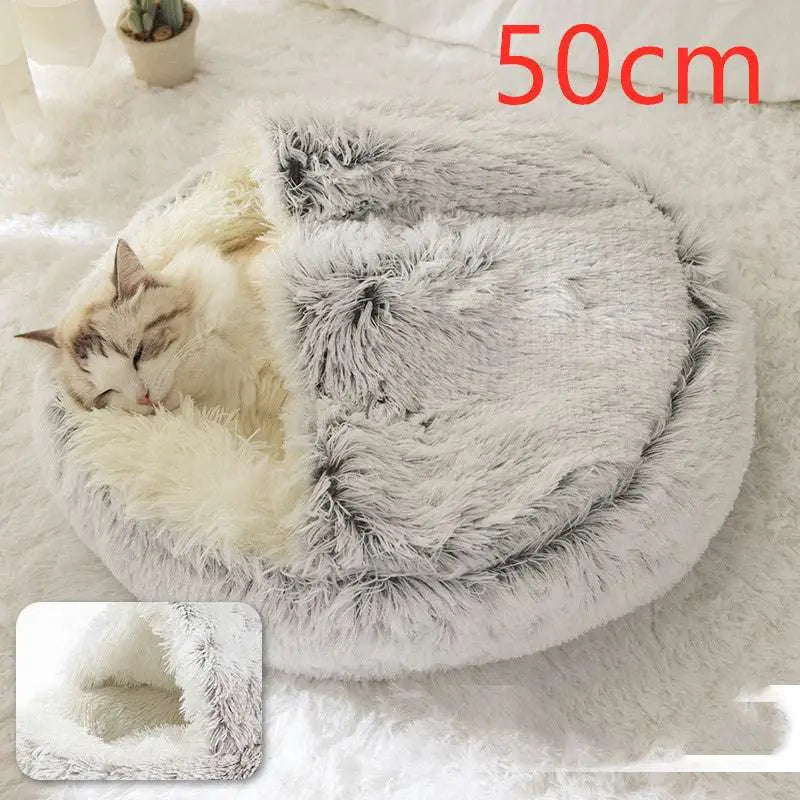 Round Plush Warm Cat Bed