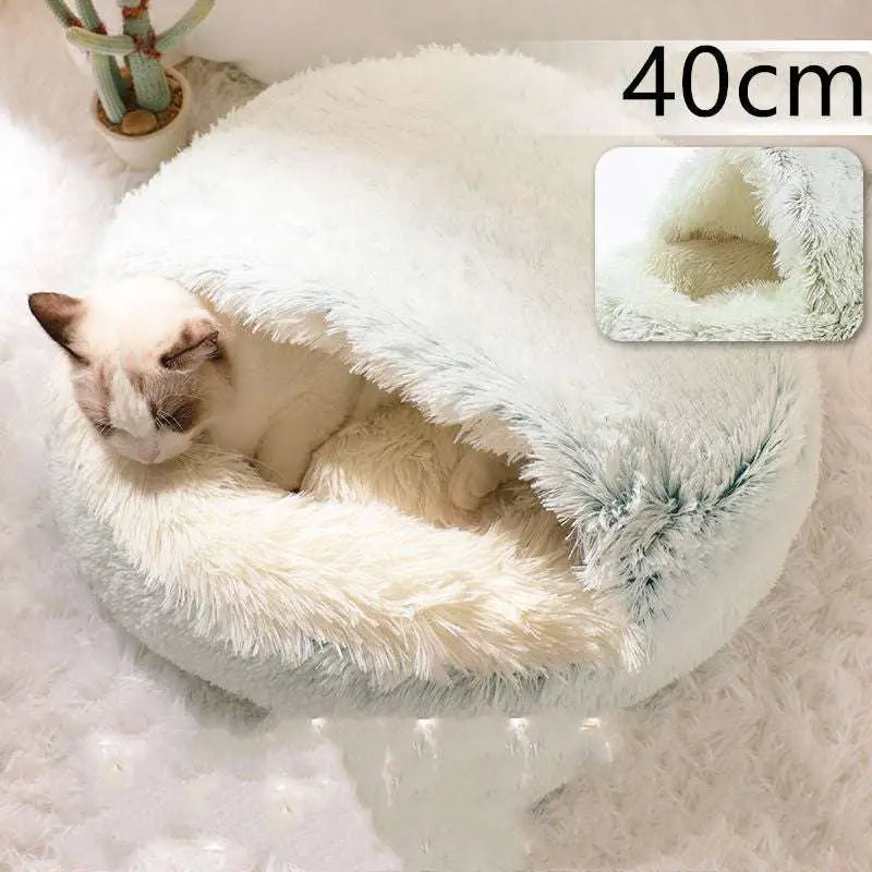 Round Plush Warm Cat Bed