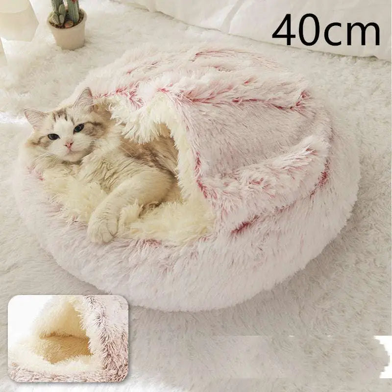 Round Plush Warm Cat Bed