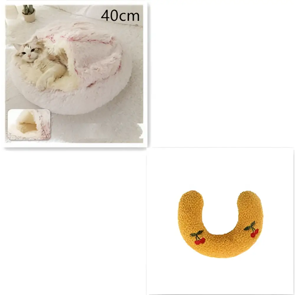 Round Plush Warm Cat Bed