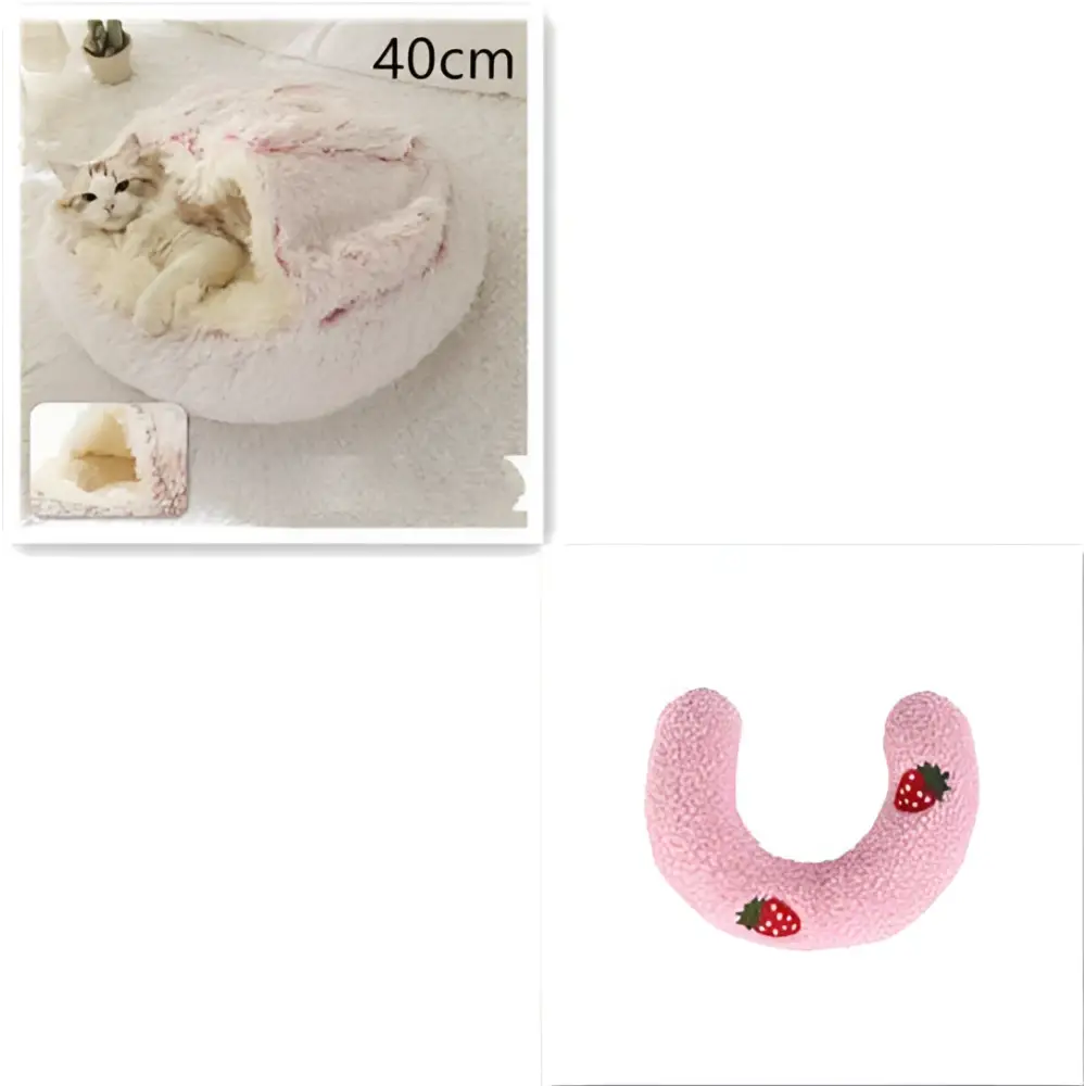 Round Plush Warm Cat Bed
