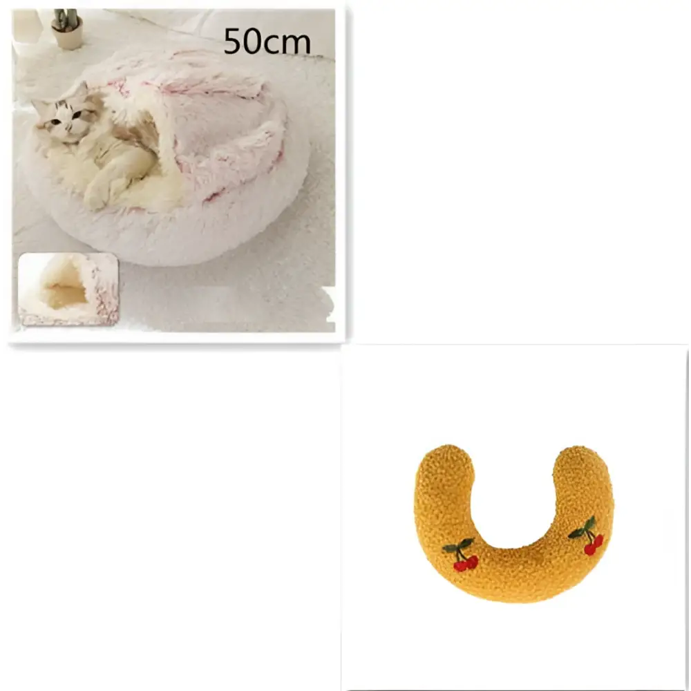 Round Plush Warm Cat Bed