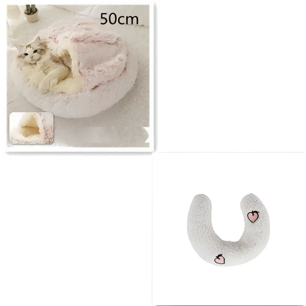 Round Plush Warm Cat Bed