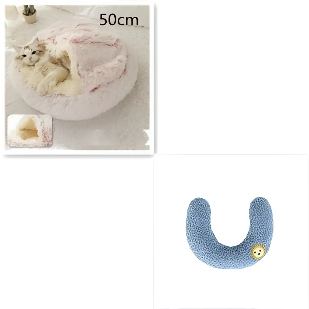 Round Plush Warm Cat Bed