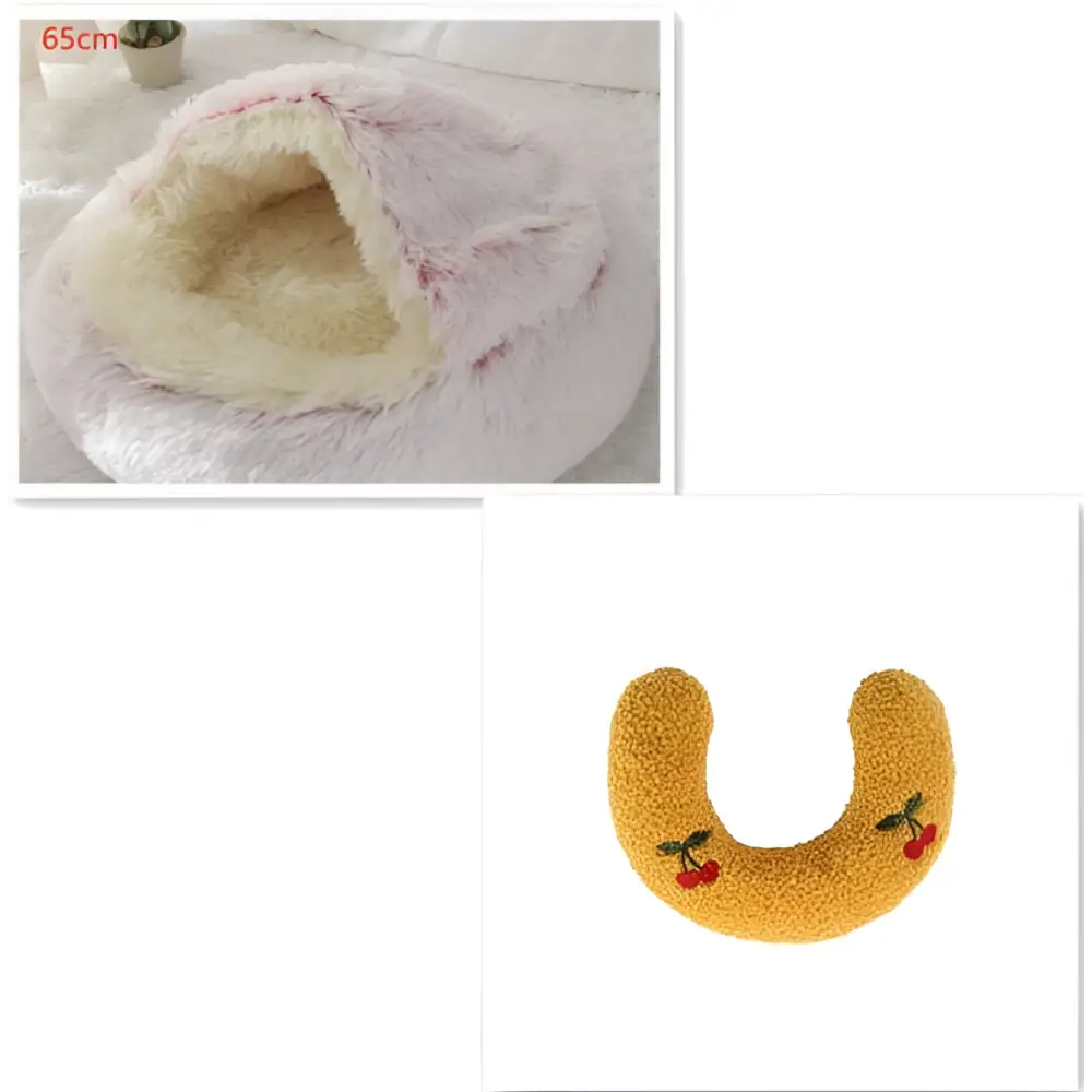 Round Plush Warm Cat Bed
