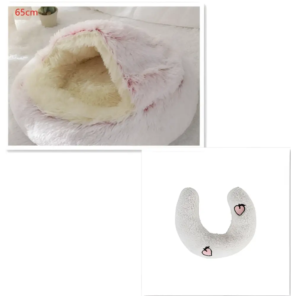 Round Plush Warm Cat Bed