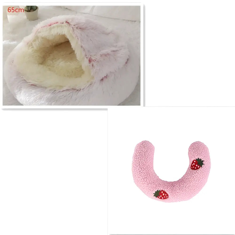 Round Plush Warm Cat Bed