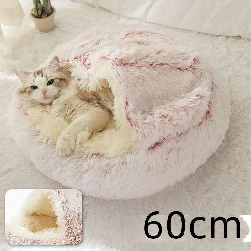 Round Plush Warm Cat Bed